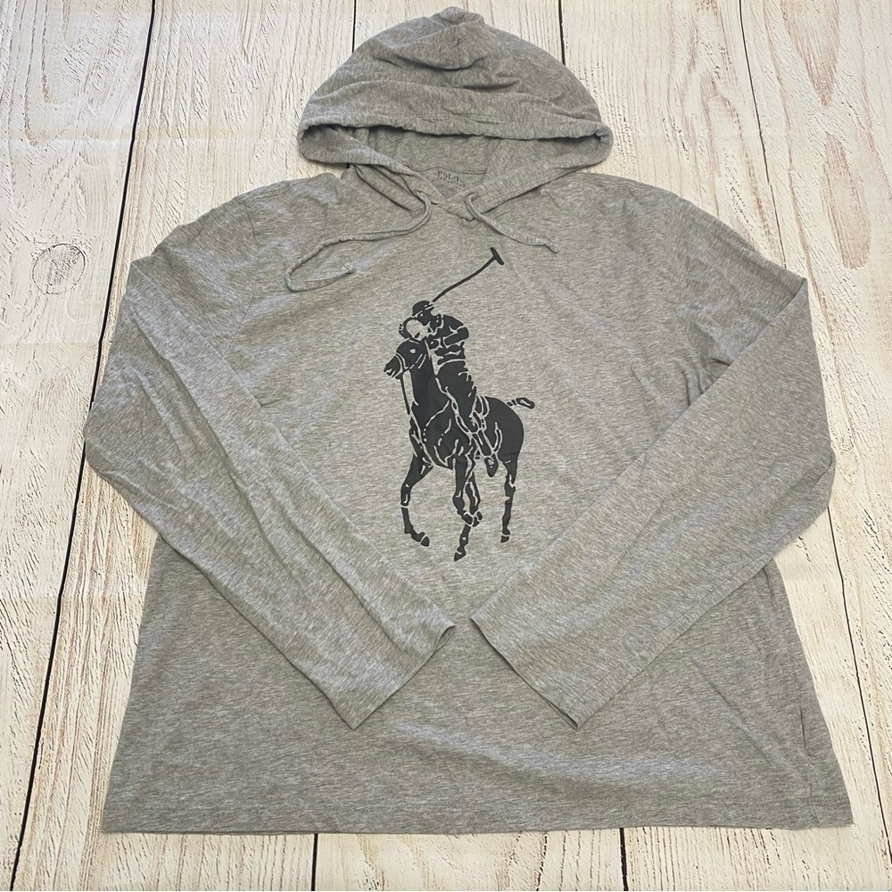Polo Ralph Lauren light hoodie long sleeve tee grey Medium
